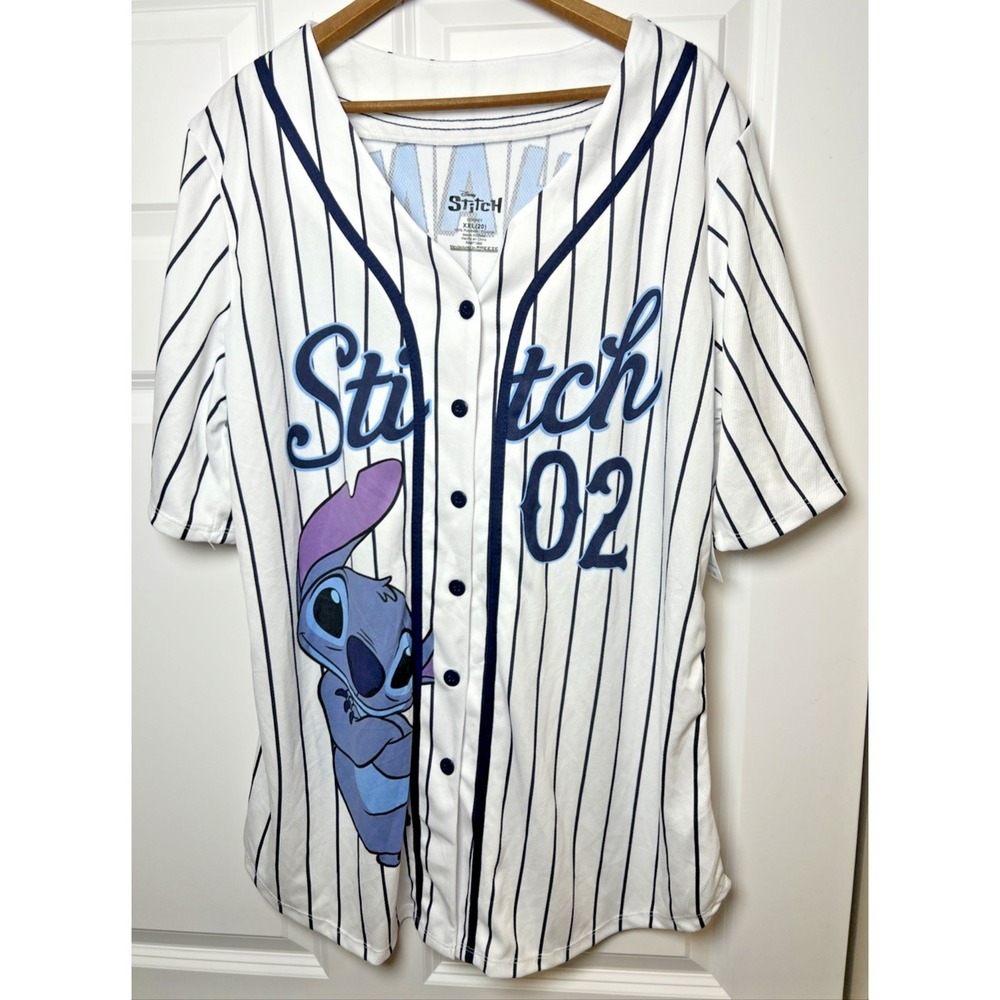 Disney Stitch Baseball Jersey XXL ( 20 )Freeze 100% Polyester NWT Button Front